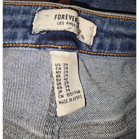 Forever 21 Jeans Woman's Distressed Med Wash Size 29 Jj3671 - Picture 4 of 7